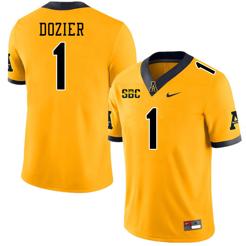 Appalachian State Mountaineers #1 Davion Dozier College Football Jerseys Stitched-Gold